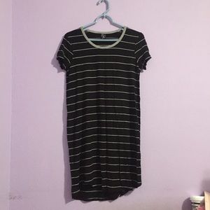 Black and Gray T-Shirt Dress Striped